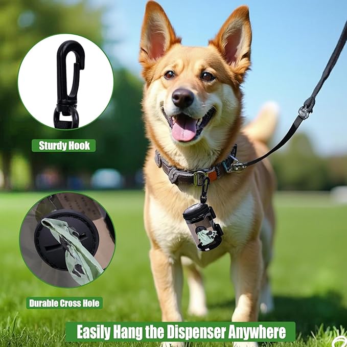 Dog Waste Bag Dispenser Poop Bag Dispenser for Leash Accessory dog Poop Bag Holders Fits Dog Leash Include Hand Free Holder, Clear, No-PUXYB-PawvioPets