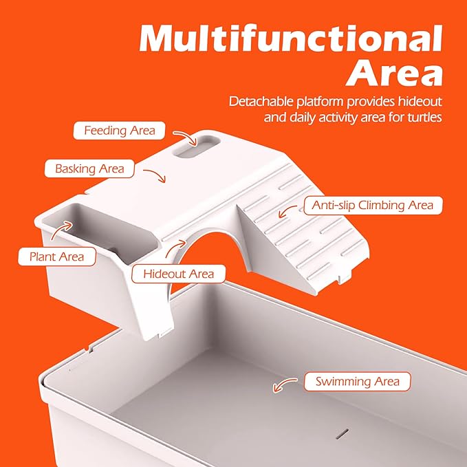 AZV Turtle Tank Habitat Kit,Aquatic Tortoise Enclosure Starter Aquarium with Multi-Function Area and Water Filter, Baby Adult Turtles Tub Complete House,Terrarium for Red Eared Slider Reptile Crab-PawvioPets