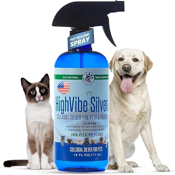 Colloidal Silver Spray for Dogs, Cats, Horses & Birds - 20 PPM Effective Wound Care, Hot Spot Treatment, Skin Relief & Immune Support - All-Natural Pet Silver Spray (16 Oz)-PawvioPets