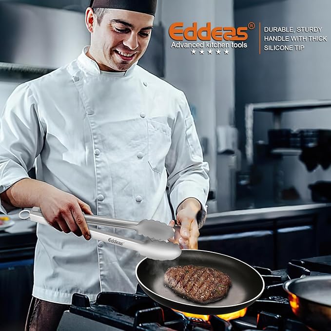 2PCS 12inch Kitchen Tongs - Heat Resistant 600 Degree Tongs for Cooking, Heavy Duty All Metal Food Tongs, Stainless Steel and Non-Slip handle, Salad, Grilling, Barbecue, Dishwasher safe-PawvioPets