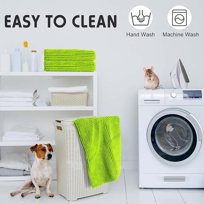 Amylove 4 Pcs Guinea Pig Cage Liner Guinea Pig Bedding Washable Fleece Pee Pads Reusable Small Animals Training Mat Small Animal Sleeping Bed for Bunny Hamster(Green,16 x 24 Inch)-PawvioPets