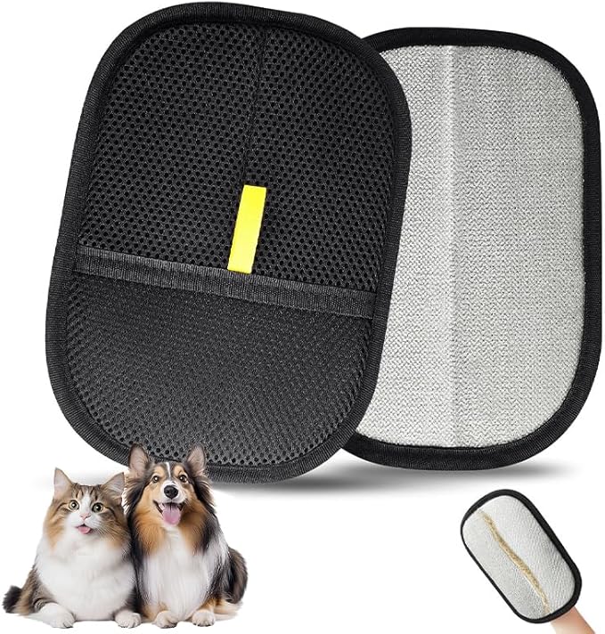 2025 Upgraded Pet Hair Removal Glove |Double-Sided – Reusable Grooming & Bathing Glove for Dogs and Cats |Soft Silcone Touch |Easy Deshedding and Cleaning Mitt (Black, 1 PC)-PawvioPets