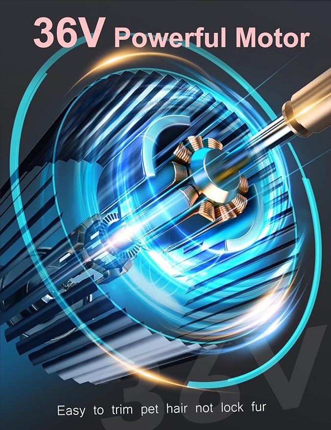 Dog Grooming Clippers, Upgraded 36V Heavy Duty Pet Clippers, Professional Dog & Cat Shaver for Thick Coat, Corded Pet Hair Trimmer with Guard Combs & Brush-PawvioPets