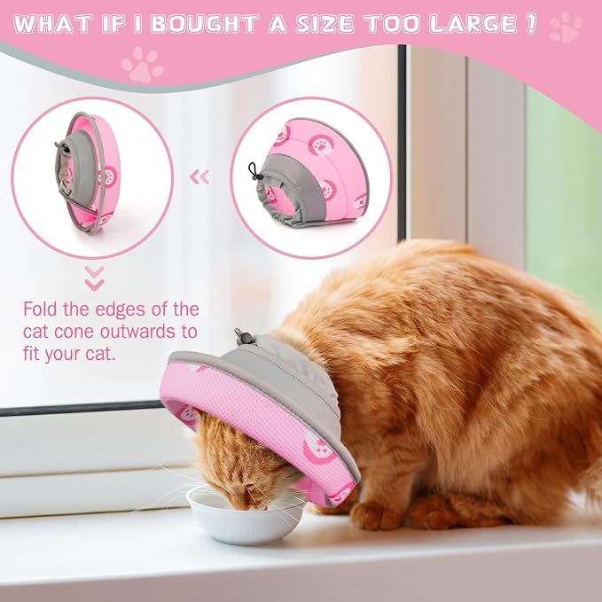 Cat Cone Collar Soft to Stop Licking After Surgery Cat Recovery Collar for Small Large Cats Adjustable Elizabethan Collar-PawvioPets