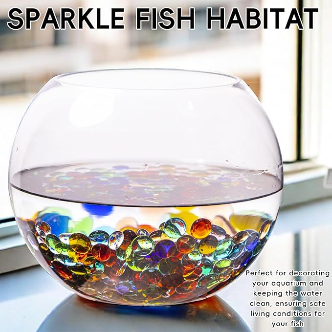 5 LB Mix Color Glass Beads, Mini Flat Glass Marbles~750PCS for Vases, Floral Bottom Mancala Gems Pebbles Fish Tank Rocks for Table Scatter Aquarium,Vase Fillers,Home Decorative Art Craft(0.5"~0.7")-PawvioPets