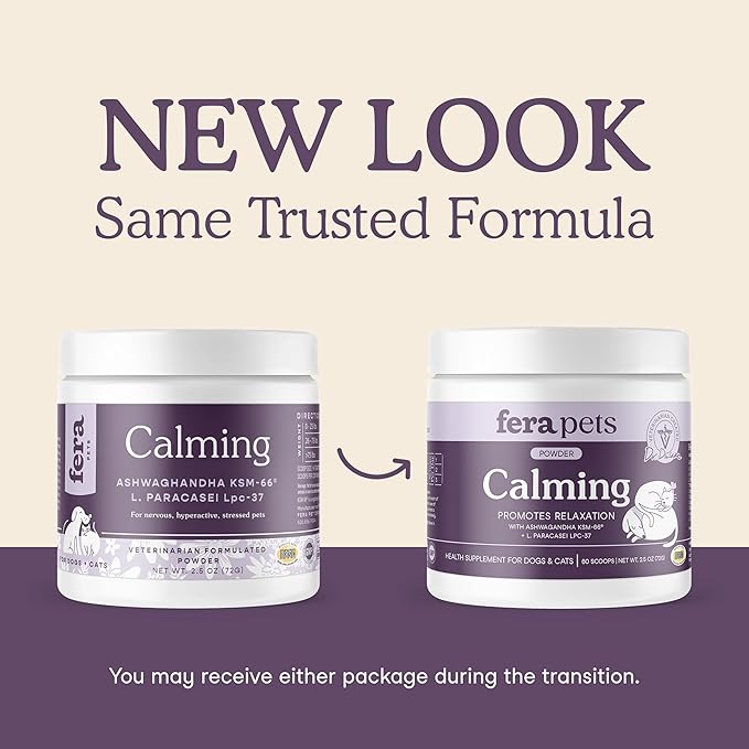 Fera Pets Calming Supplement for Dogs & Cats with Probiotics, L-Theanine, and Ashwagandha - Supports Anxiety Relief - Promotes Relaxation - 60 Scoops-PawvioPets