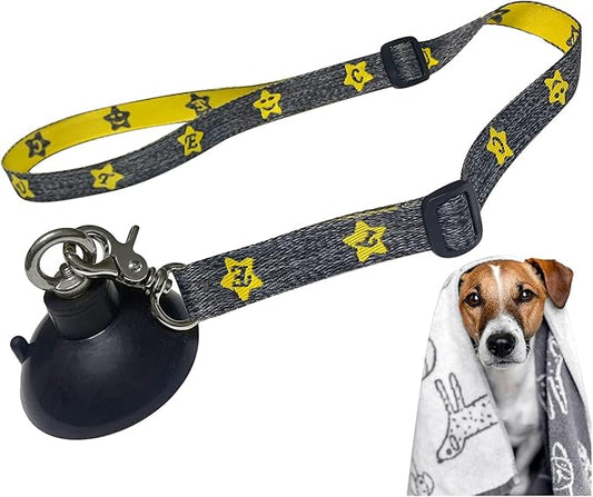 Dog Bathing Tether with Heavy Suction Cup, Dog Grooming Tub Restraint Leash with Adjustable Collar for Pet Cat Shower and Grooming-PawvioPets