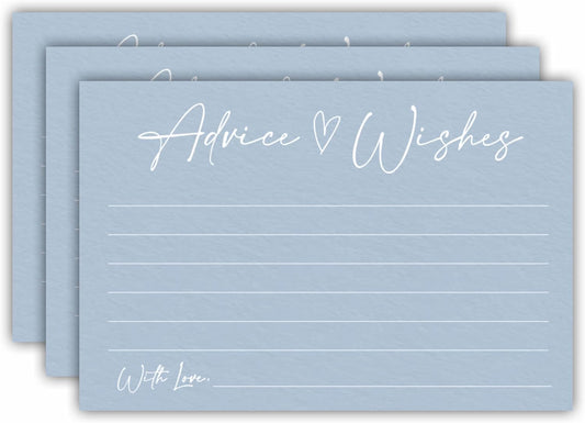 Advice And Wishes Cards, 30 Minimalism Blue Wishes Cards For Wedding, Bridal Shower, Advice And Wishes For The Mr And Mrs, Baby Shower, Graduation, Retirement, Anniversary, Party Favor- A03