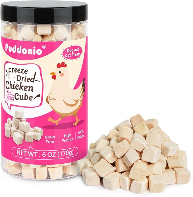 Freeze Dried Cats & Dogs Raw Treats, All Natural Single Ingredient Chicken Breast, High Protein Healthy Pet Training Treats or Food Topper, 6 oz-PawvioPets