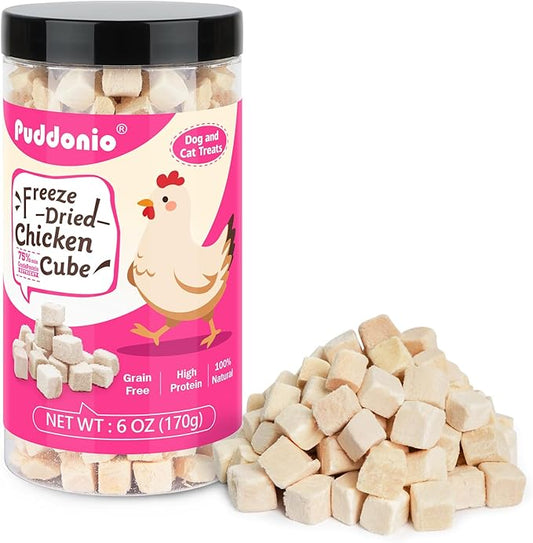 Freeze Dried Cats & Dogs Raw Treats, All Natural Single Ingredient Chicken Breast, High Protein Healthy Pet Training Treats or Food Topper, 6 oz-PawvioPets