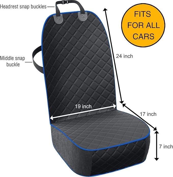 Active Pets Dog Car Seat Cover, Waterproof Front Seat Protector for SUV Truck Sedan, Pet Safety Travel Comfort System with Universal Fit, Blue-PawvioPets