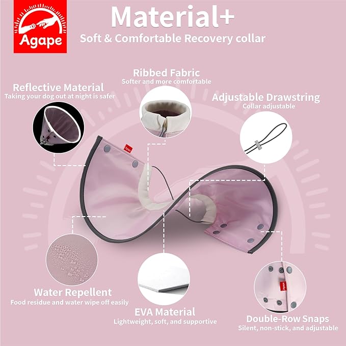 Agape Soft Cone for Cats & Small Dogs, Comfy Pet Cone to Stop Licking, Adjustable Cat E Collar Alternative After Surgery, Protective Elizabethan Collar for Pup & Kitty, Water Repellent Recovery Cone-PawvioPets