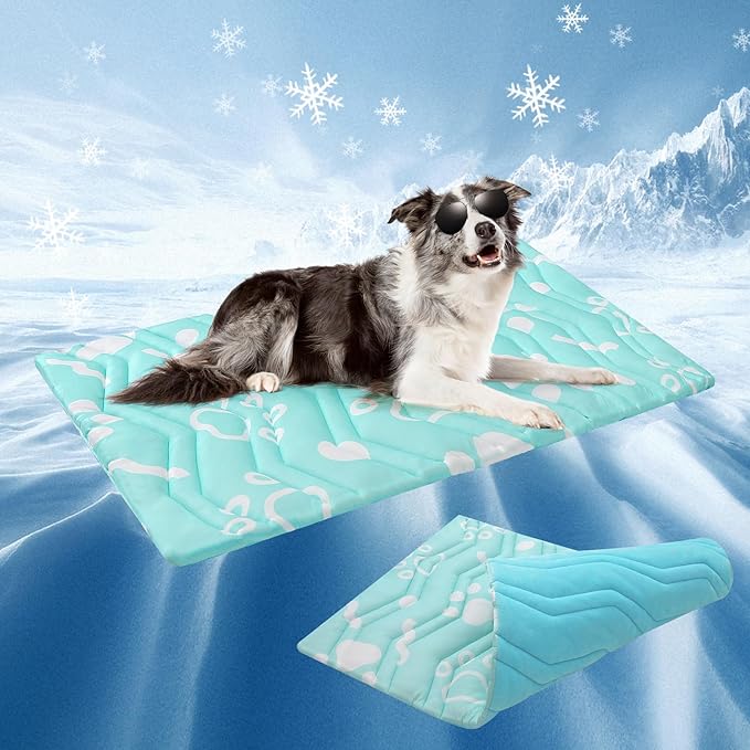 BEAUTYZOO Upgrade Dog Cooling Mat Extra Large, Reversible Self-Cooling Mat for Dogs, Thicken Pet Ice Cool Pad Blanket for Summer Kennel Sofa Bed Floor Car Seat, Machine Washable&Foldable, 48"x28"-PawvioPets