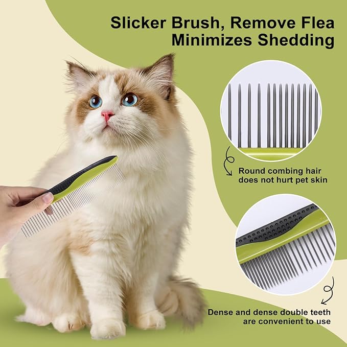 6 PCS Dog and Cat Grooming Kit, Versatile Tools Including Shedding Brush, Nail Clipper with Nail File, Slicker Brush, Dematting Comb-PawvioPets