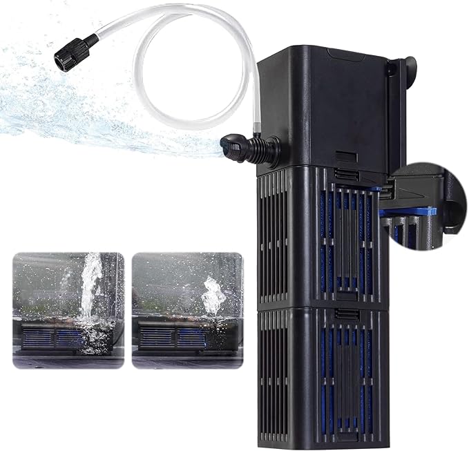 Aquarium Filter Water Flow Adjustable for 75-200 Gallon Fish Turtle Tank 400GPH Biochemical Filtration 4in1 Submersible Internal Powerful Pumps & Filters Keep Freshwater Saltwater Crystal Clear Large-PawvioPets