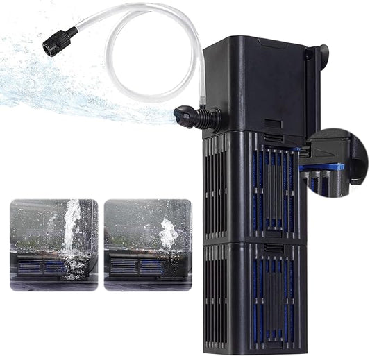 Aquarium Filter Water Flow Adjustable for 75-200 Gallon Fish Turtle Tank 400GPH Biochemical Filtration 4in1 Submersible Internal Powerful Pumps & Filters Keep Freshwater Saltwater Crystal Clear Large-PawvioPets