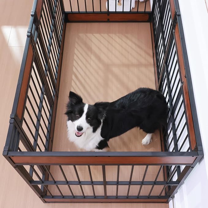Dog Playpen, 35.4" Height Dog Pen Indoor, Heavy Duty, Safe and Sturdy, Furniture Style Puppy Pen-PawvioPets