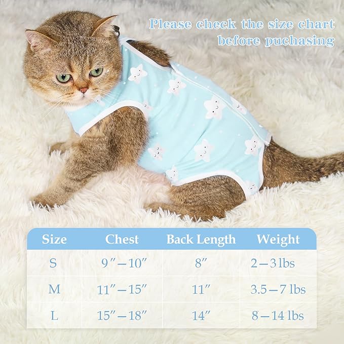 ANWA Cat Recovery Suit - Breathable Cat Onesie for Cats After Surgery Female, Kitten Surgery Recovery Suit Female Abdominal Wounds-PawvioPets