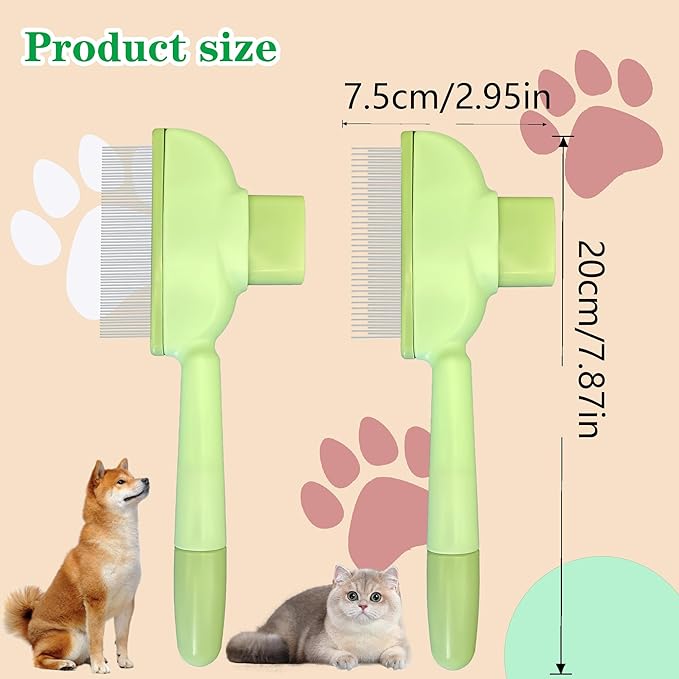 Flea Comb for Dogs and Cats with Release Button Fine Tooth Dog Comb for Grooming Massaging and Cleaning Remove Fleas Eggs Pet Hair Removal for Short and Long Hair 2 Pack-PawvioPets