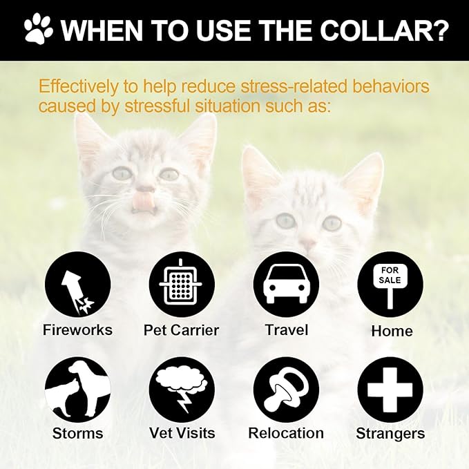 4 Pcs Cat Calming Collar Adjustable Lavender Scent Relaxing Cat Collar with 2 Pendant for Puppies Reduce Stress Aggression Anxious, up to 15 Inches(Black)-PawvioPets