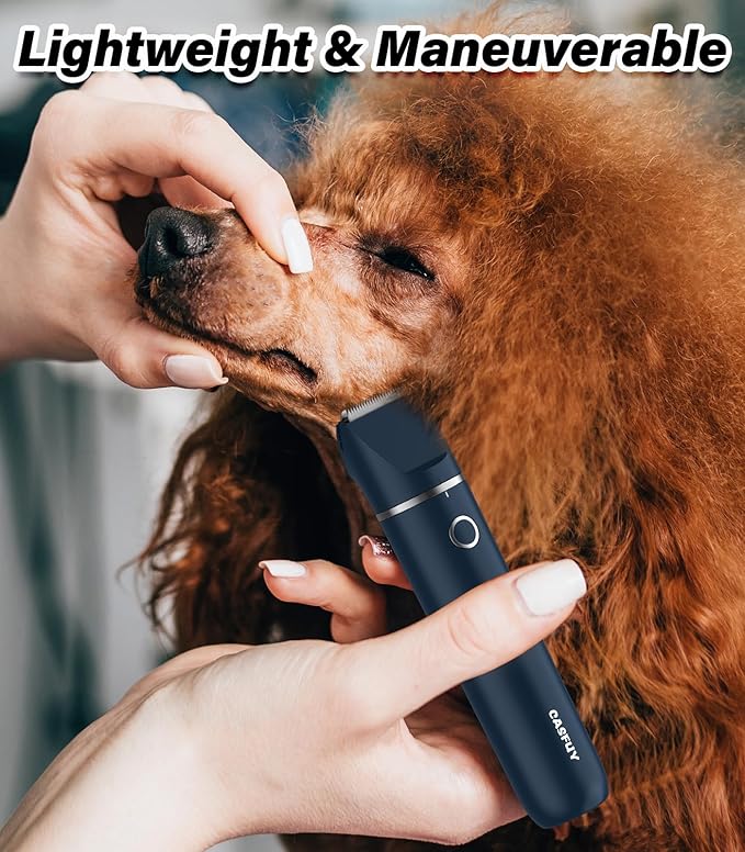 Casfuy Cordless Hair Trimmer, Low Noise Grooming Clipper for Dogs Cats & Small Pets, USB Rechargeable, Double Blades for Trimming Hair Around Paws, Eyes, Ears, Face, Rump-PawvioPets