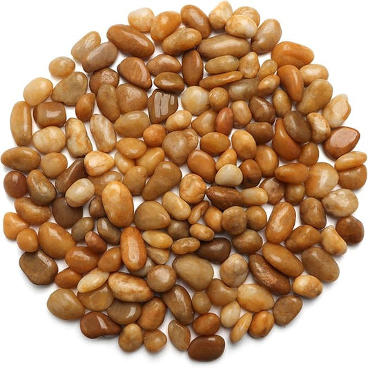 5 Lbs River Rocks for Plants,0.8-1.5 Inch Decorative Ornamental Pebbels, High Polished Stones for Garden Landscaping, Smooth Gravel Filler for Outdoor Plants, Succulents, Fish Tank and Vases, Yellow-PawvioPets