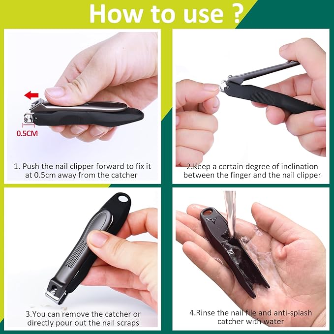 GLAMFIELDS Nail Clipper with Catcher, Large Fingernail Toenail Clipper,Slanted Edge Nail Clippers Leather Case Packed Good Gift for Men and Women 2PACK Large/Small-PawvioPets