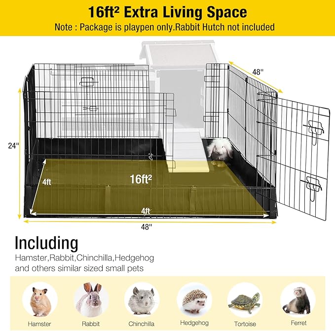 Aivituvin Rabbit Pen Indoor Bunny Pet Playpen Large Guinea Pig Outdoor Exercise Run Pet Enclosure-Playpen ONLY-PawvioPets