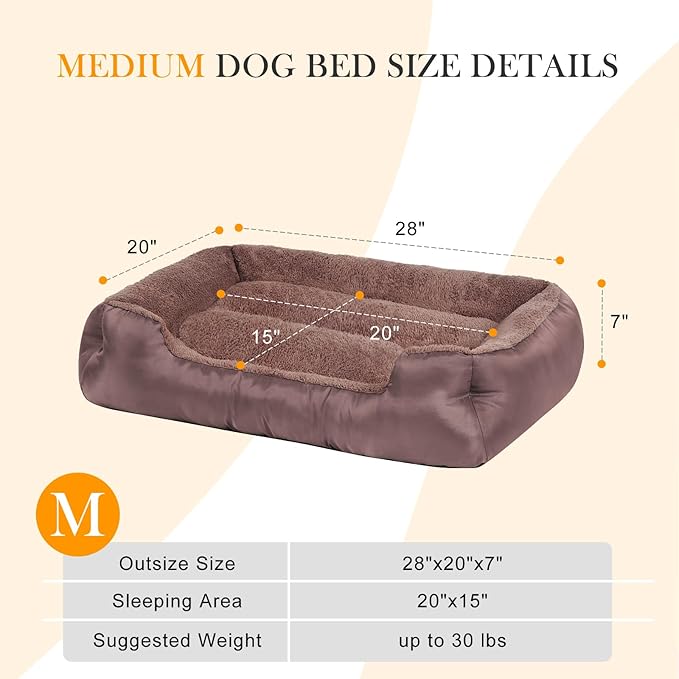 Dog Beds for Small Dogs Washable, Rectangle Dog Bed, Warming Soft Calming Sleeping Puppy Bed with Anti-Slip Bottom-PawvioPets