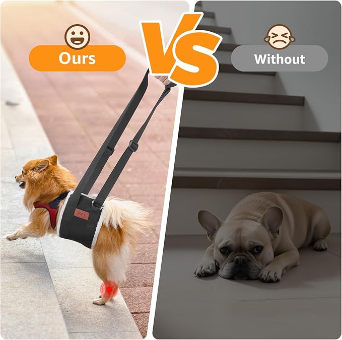 Adjustable Dog Lift Harness, Dog Sling for Large Dogs Lift Support and Rehab Harness for Weak Rear Legs, Soft Hind Leg Support Helps Senior, Injured, Disabled and After ACL Surgery Dogs(Black,Small)-PawvioPets