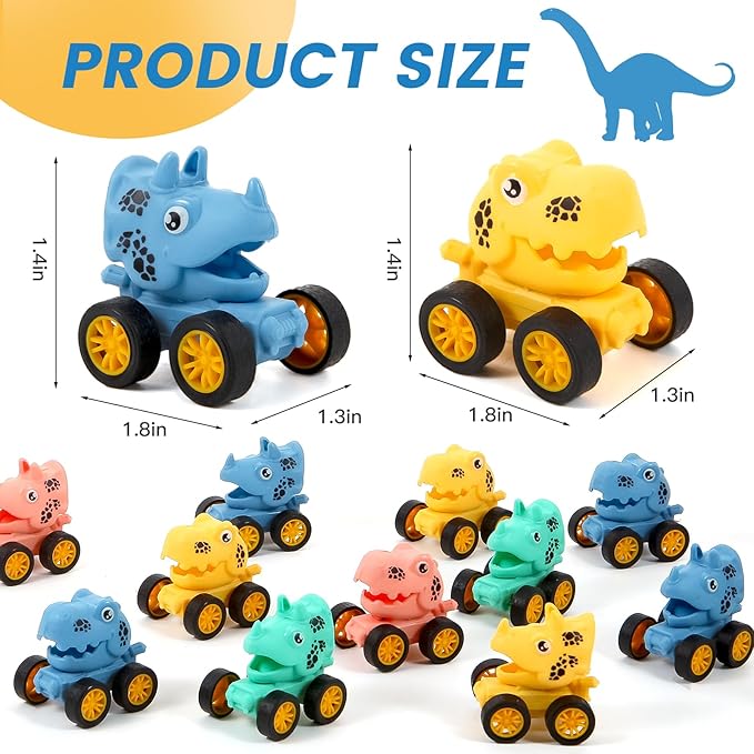 18Pcs Dinosaur Pull Back Cars Set for Kids Toddlers, Bulk Mini Racing Vehicles Toys Party Favors, Pinata Fillers, Goodie Bag Stuffers, Classroom Prizes for Boys Girls-PawvioPets