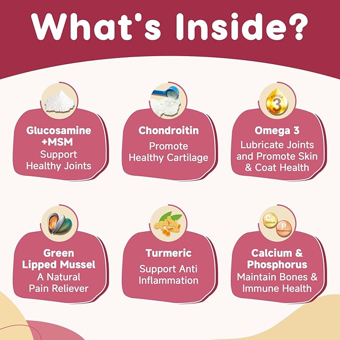 Glucosamine for Dogs - Joint Supplement for Dogs with Chondroitin, MSM, Omega 3, Hemp, Turmeric for Dog Joint Pain Relief, Dog Joint Supplement with Calcium Support Cartilage & Bone Health, 180 Chews-PawvioPets