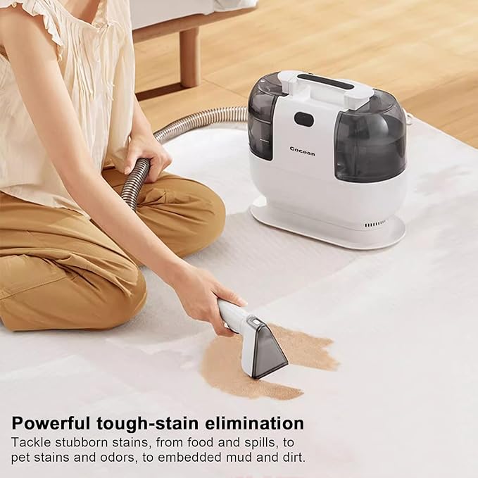 COCEAN Multi-Purpose Portable Carpet and Upholstery Cleaner, Carpet Cleaner Machine Powerful Suction Spot Cleaning, Deep Stain Cleaning for Carpet, Car Seats, Pets, Couches, with Dual Size BrushHead-PawvioPets