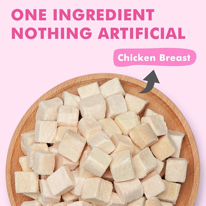 Freeze Dried Cats & Dogs Raw Treats, All Natural Single Ingredient Chicken Breast, High Protein Healthy Pet Training Treats or Food Topper, 11.3 oz-PawvioPets