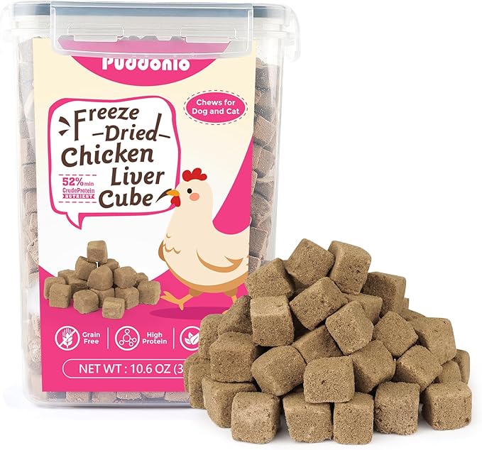 Freeze Dried Cats & Dogs Raw Treats, All Natural Single Ingredient Chicken Liver, High Protein Healthy Pet Training Treats or Food Topper, 10.6 oz-PawvioPets