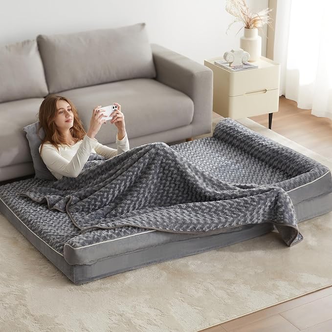 BFPETHOME Orthopedic Dog Beds for Extra Large Dogs, Waterproof Sofa XXL Dog Bed with Sides, Non-Slip Bottom and Egg-Crate Foam Big Pet Couch Bed with Washable Removable Cover,Pet Bed for Large Dogs-PawvioPets