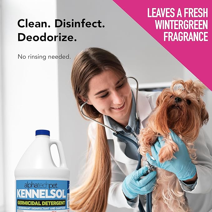 ATP KennelSol 1-Step Kennel Cleaner - 1 Gallon Liquid Disinfectant, Effective Against Bacteria and Viruses, Deodorizer Wintergreen Scent by Alpha Tech Pet-PawvioPets