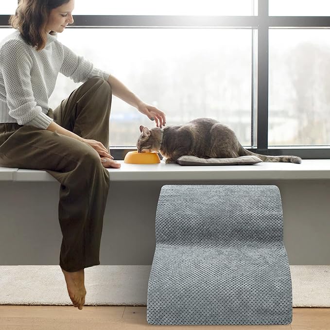 Dog Stairs for Small Dogs - High Density Foam Pet Steps, Extra Wide Dog Ramp with Non-Slip Bottom for High Beds, Couch and Sofa, Best for Dogs Injured, Older Doggy Cats-PawvioPets