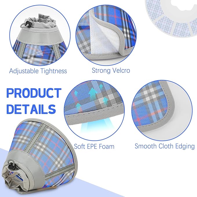 Cat Cone Collar Soft, Cat Recovery Collar for Large Medium Small Cats Kittens, Pet Cone Alternative After Surgery-PawvioPets