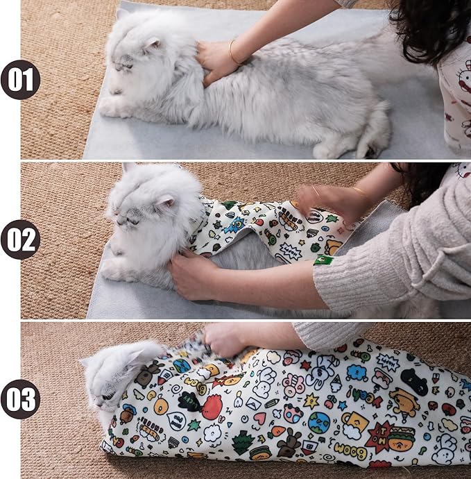 35.5" Cat Grooming Wrap Cat Wrap for Cutting Nails Cat Restraint for Nail Clipping Cat Swaddle Wrap Cat Burrito Wrap XL(Within 22lbs) Anti-Scratch Anti-Escape Multifunctional Pet Tool-PawvioPets