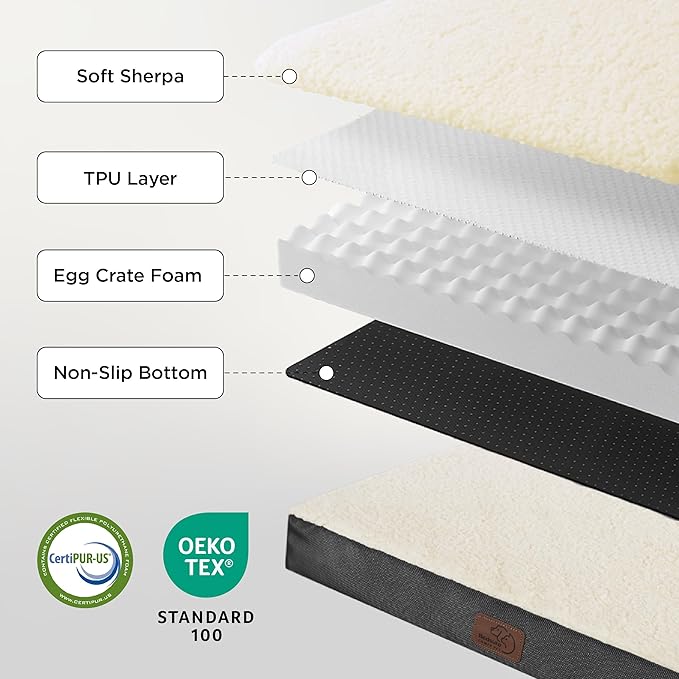 Bedsure Dog Bed Medium Size Dog - Orthopedic Flat Puppy Beds with Removable Washable Cover, Egg Crate Foam Pet Mat, Suitable for Pet Up to 35 lbs-PawvioPets