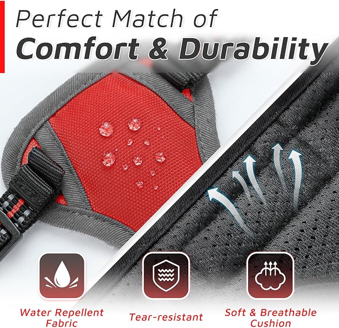 Eagloo Small Dog Harness No Pull, Service Vest with Reflective Strips and Control Handle, Adjustable and Comfortable for Easy Walking, No Choke Pet Harness with 2 Metal Rings, Red, XS-PawvioPets