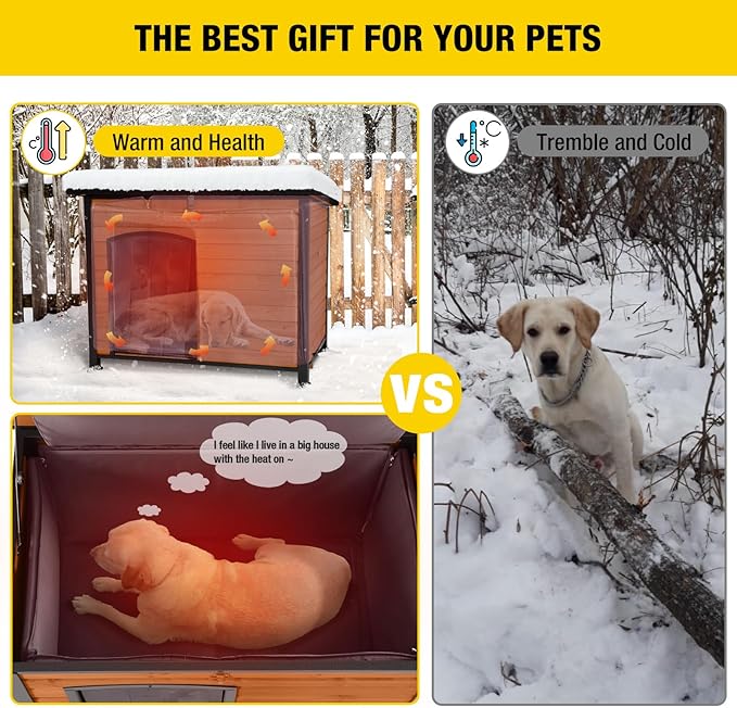 Aivituvin Dog House Outdoor & Indoor Dog Kennel with Insulated Liner for Winter Waterproof Large Dog Cage for Small & Medium & Large Dogs,Unique All-Around Iron Frame-PawvioPets