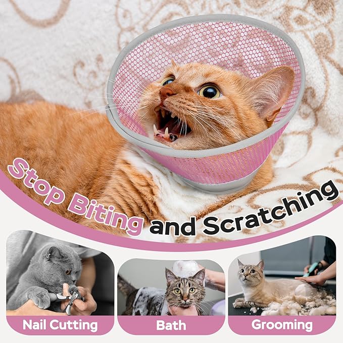 Cat Cone Collar Soft to Stop Licking After Surgery, Waterproof Lightweight Recovery Collar for Cats and Small Dogs, Elizabeth Plastic Cone Alternative, Neck Pillow to Prevent Scratches-PawvioPets