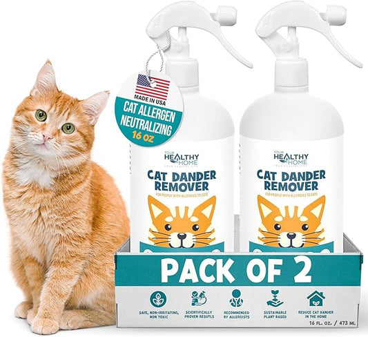 Cat Dander Remover Aloe Vera Free - Pet Dander Allergy Reducer Relief Dry Skin Spray for Cats and Humans| Cruelty-Free & Made in USA (2 Pack)-PawvioPets