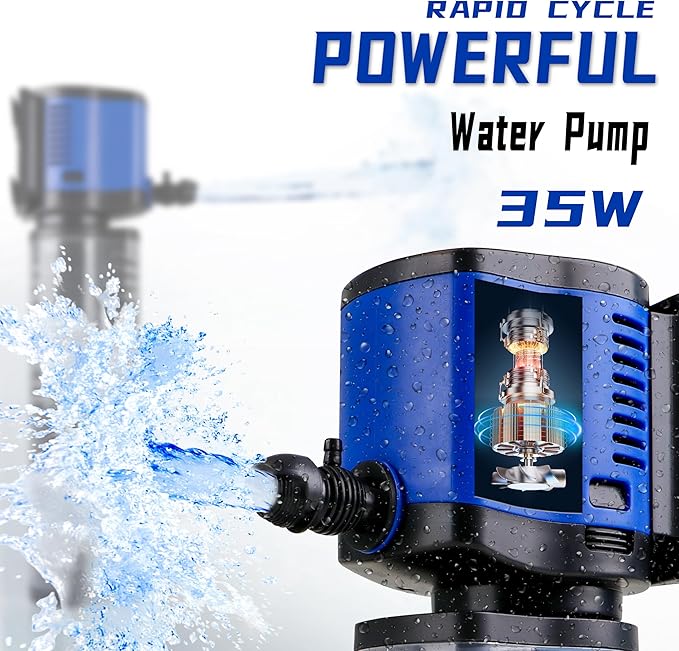 COOSPIDER Aquarium Filter Pond Filter for 100-300 Gallon, 660GPH Powerful Filtration Pump, Submersible Canister Filters for Fish Tank, Turtle Tank, Cold Plunge, Ice Bath Tub, Wavemaker, Oxygen Supply-PawvioPets