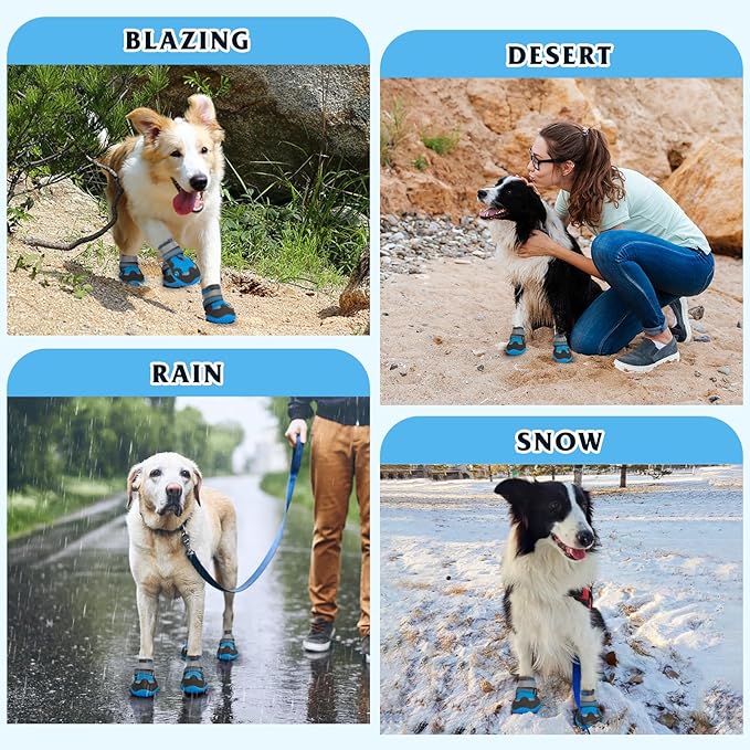 Dog Shoes for Large Medium Small Dog, Mesh Breathable Dog Shoes for Hot Pavement, Anti-Slip Dogs Boots Paw Protectors with Reflective for Outdoor Walking Indoor Hardfloors (Size 4)-PawvioPets