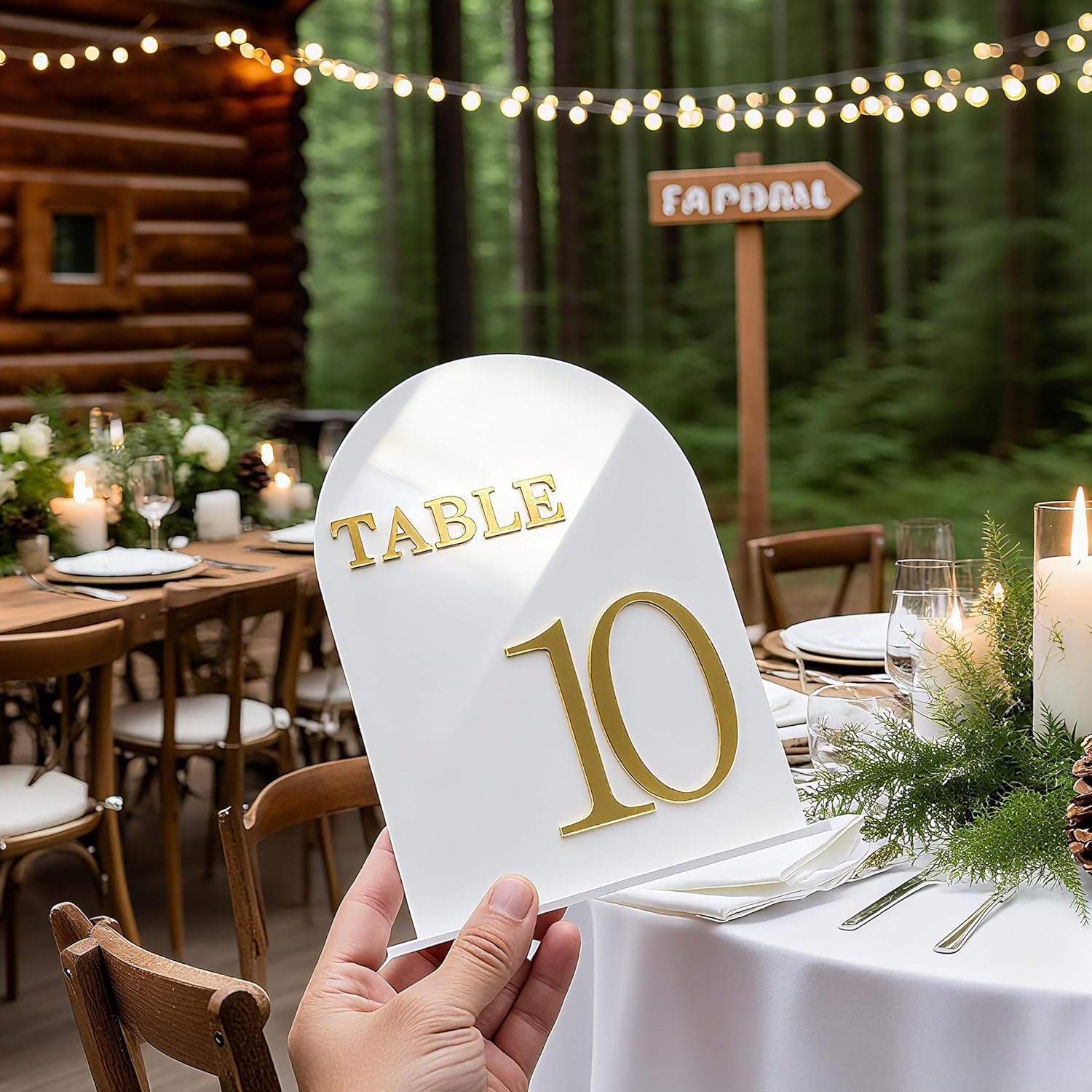 Arch Wedding Table Numbers 1-15 with Stands, 5" X 7" Double Sided Acrylic Wedding Sign Holders, Durable Non-Fading Table Number for Wedding Reception, Events, and Centerpieces