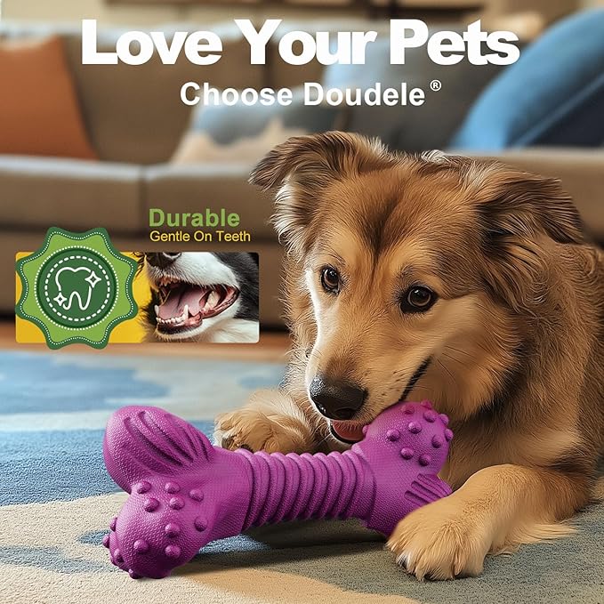 Dog Toys for Aggressive Chewers, Dog Toys for Medium Large Dogs, Natural Rubber Dog Chew Toys with Beef Flavor, Indestructible Chew Toys for Aggressive Chewers (Purple)-PawvioPets