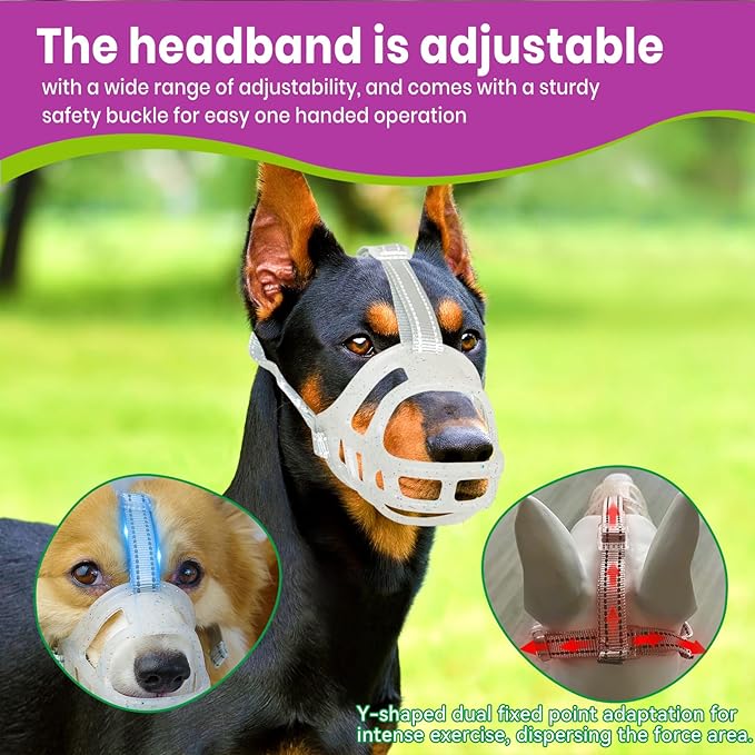 Glow-in-The-Dark Dog Muzzle, Basket Muzzle for Small Medium Large Dogs,Anti-Biting Chewing, Lightweight Cage Design,Allows Drinking & Panting,for Grooming & Training (Transparent Size L)-PawvioPets